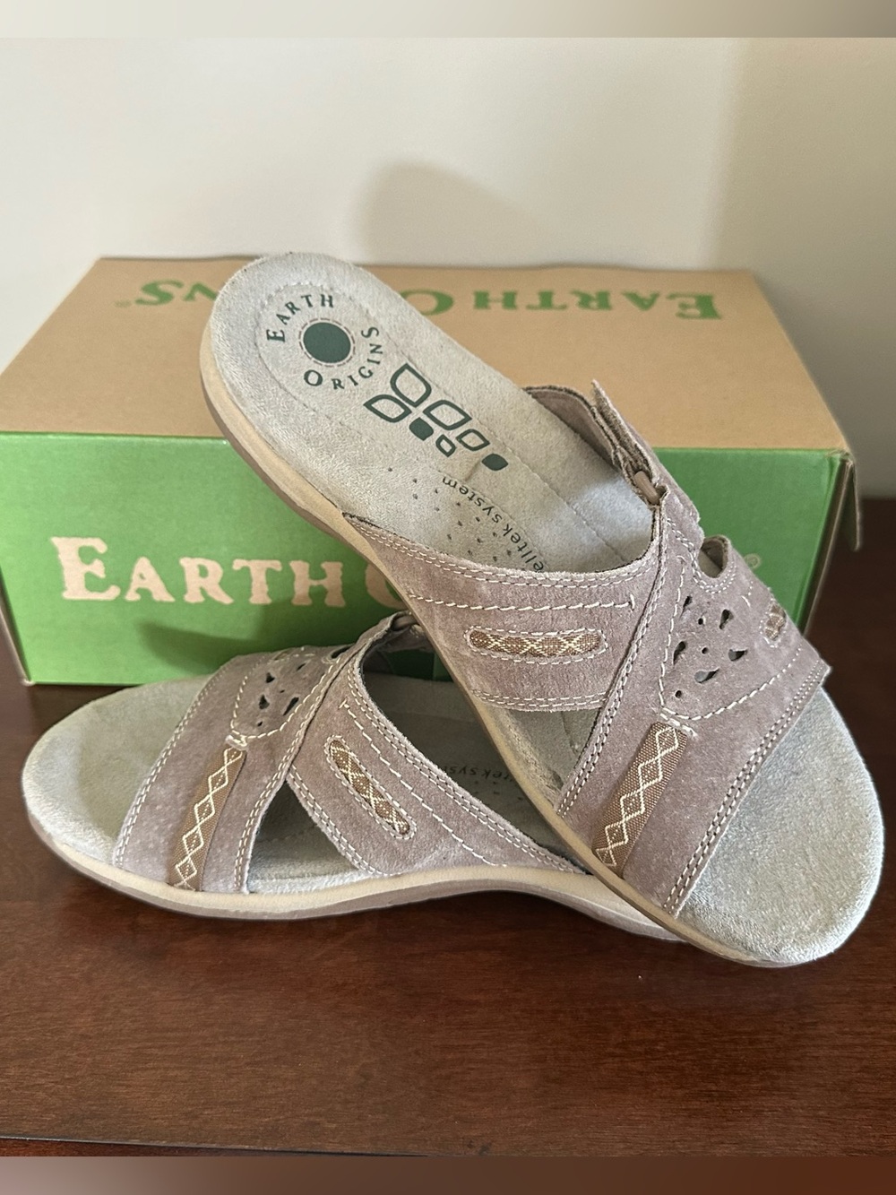Earth Origins Taupe Suede Sandals